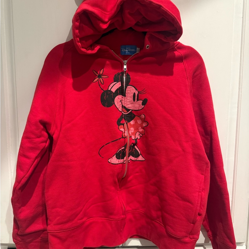 ✨ Disney Parks Minnie Mouse Zip-Up Hoodie with Ears ✨